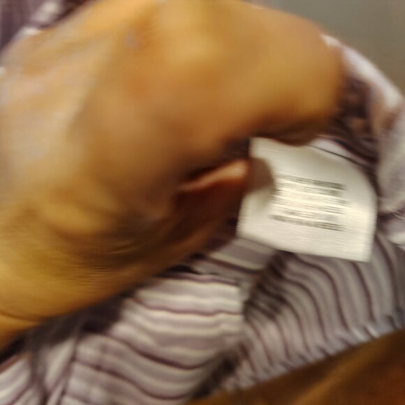 Basic Editions Women's Long Sleeve Button Front Blouse Stripe Stripes Purple - Picture 7 of 11